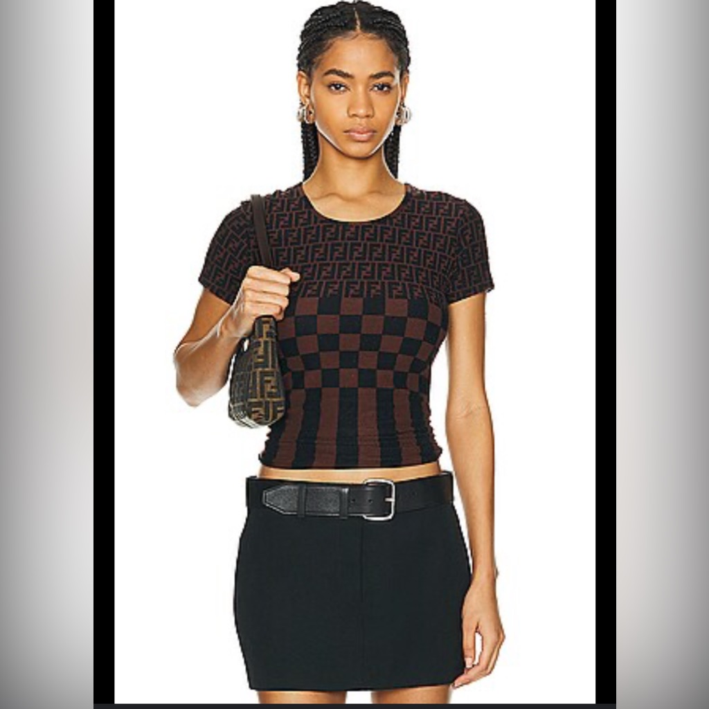 Vintage Fendi Zucca Top In Brown Fwrd Renew